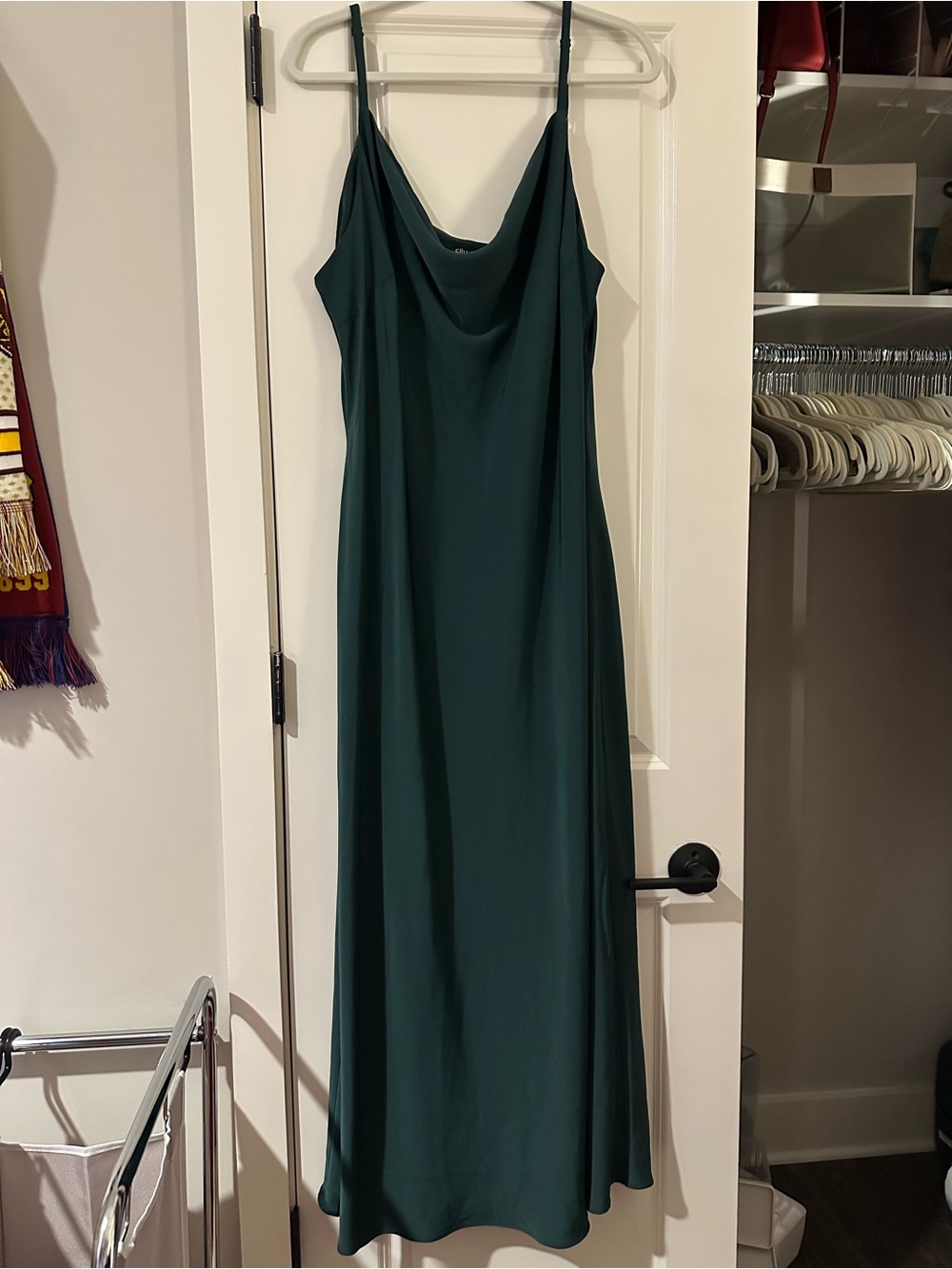 City Chic Deep Green Cowl Slip Midi Dress